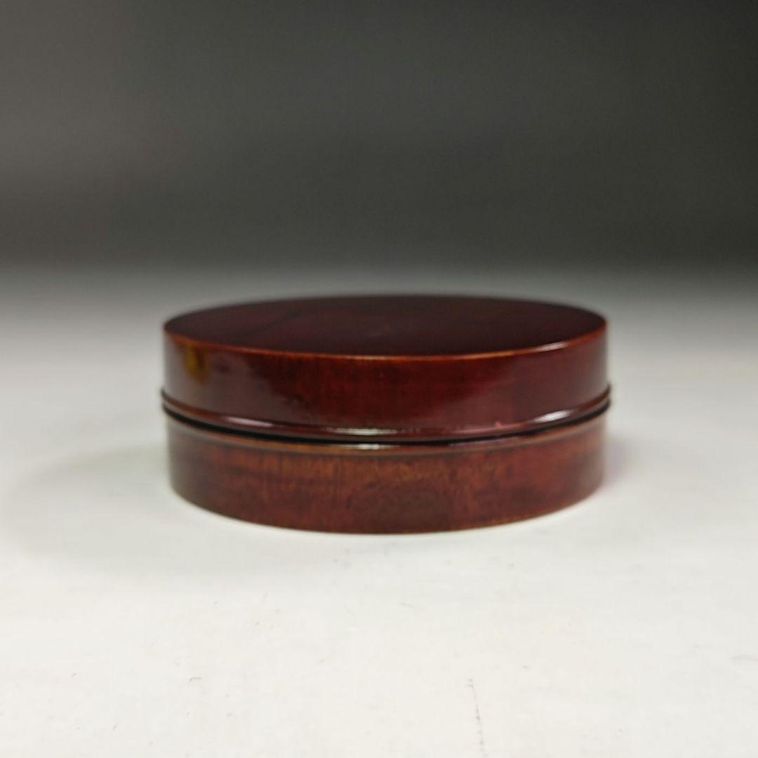 イ909 香合『永田宗伴　極箱　自筆　富士ノ絵　漆塗　丸香合』茶道具