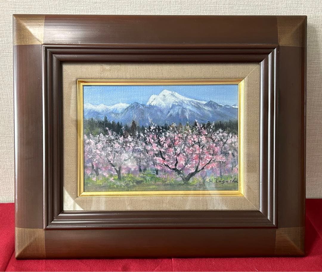 絵画　富士山　桜　サインあり　額付き