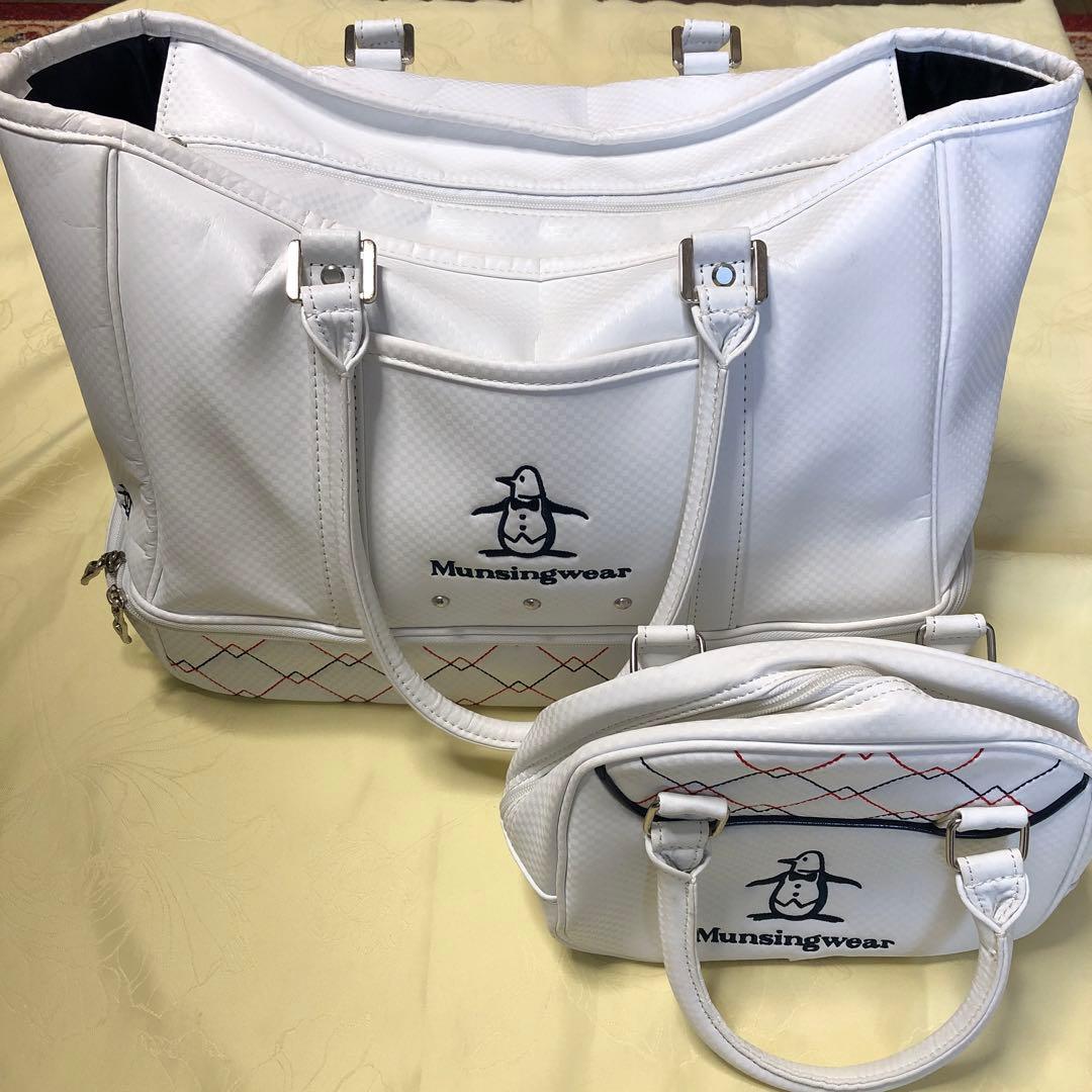 Munsingwear ゴルフバッグ (ホワイトボストンとカートバックのセット)