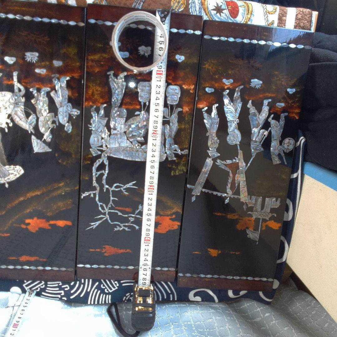 骨董４手彫り漆器 伝統的農村風景 4枚セット