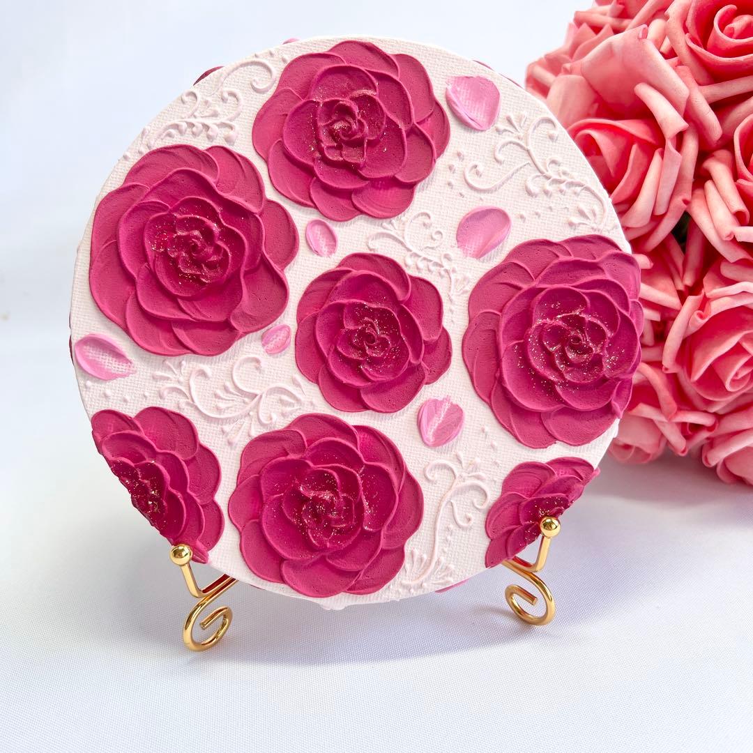 melia テクスチャーアート　絵画　インテリアアート　花　立体　絵　　花の絵