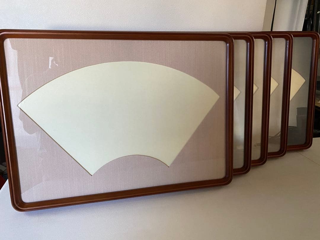 扇型　額縁　5枚　書道　扇面　木製額縁　和風　未使用　まとめ売り