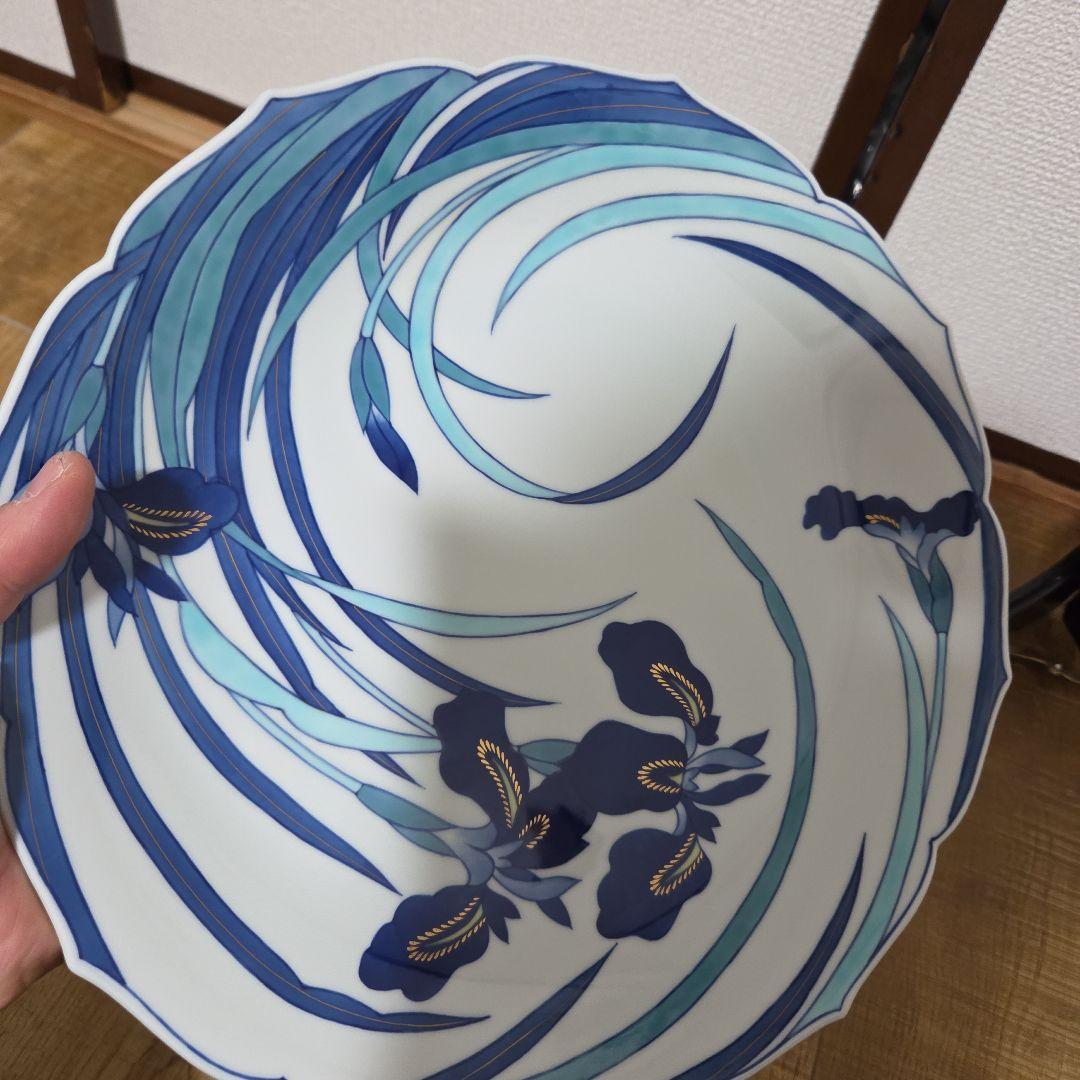 皇室御用達　有田焼　香蘭社　飾り皿 染錦菖蒲