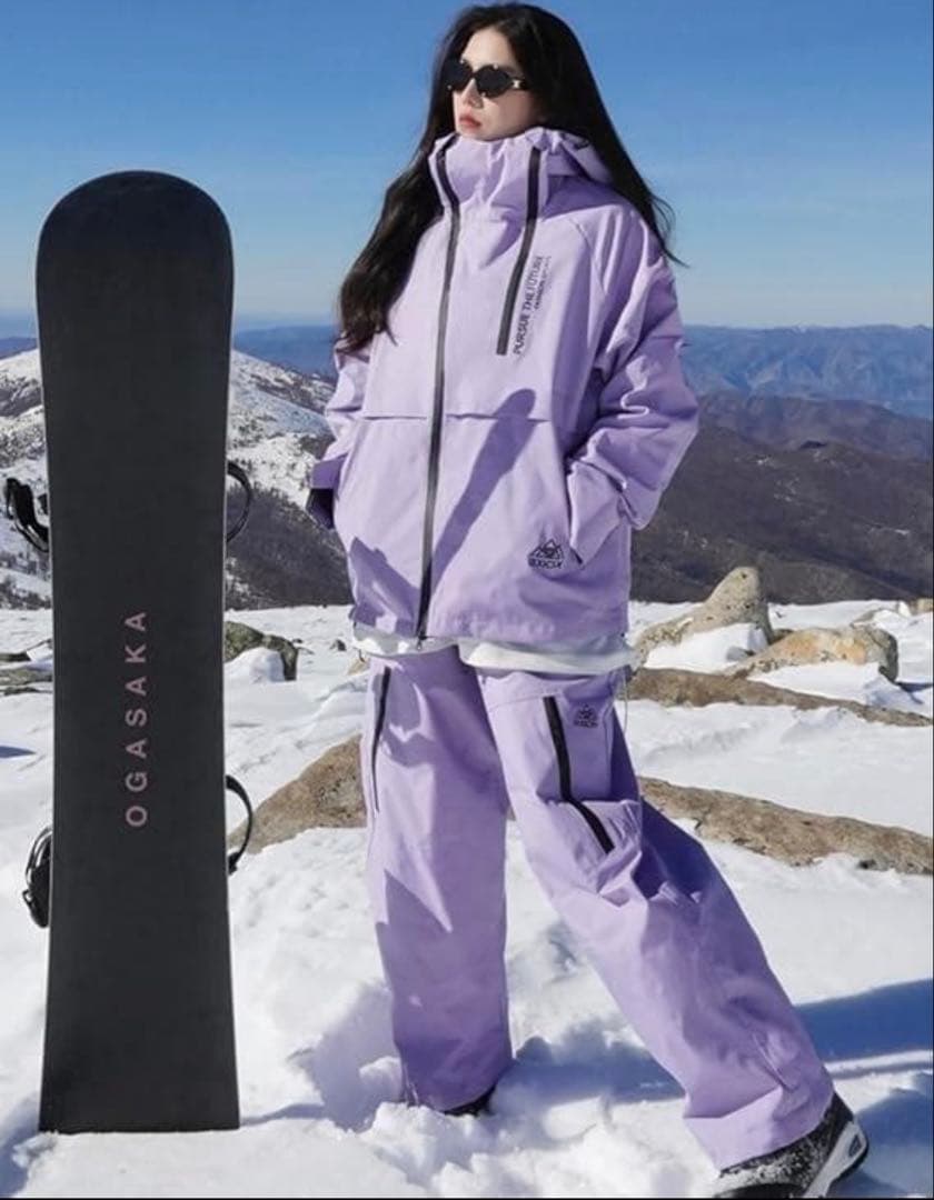 スキーウェア セットアップ L 紫 上下セット レディース パープル