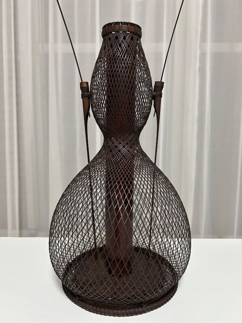 船橋重郎作　瓢形 手付竹花籠 (茶道具)