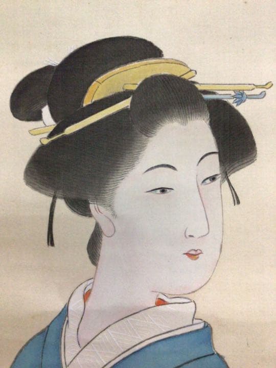 掛け軸　美人画　木箱付き