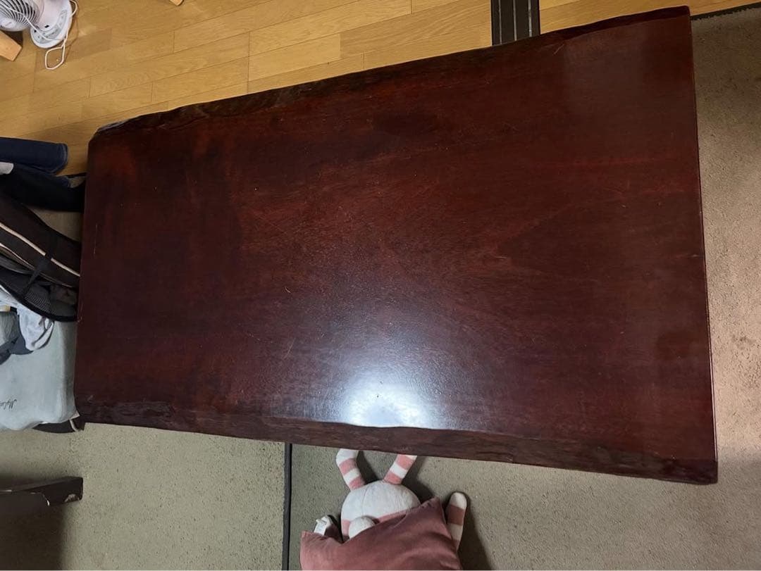 木製長方形座卓 彫刻脚付き