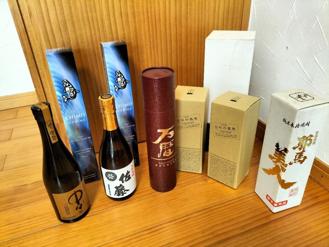 焼酎3本、アイスワイン2本、シャンパン1本、計6点の豪華絢爛セット(少し値下げ)