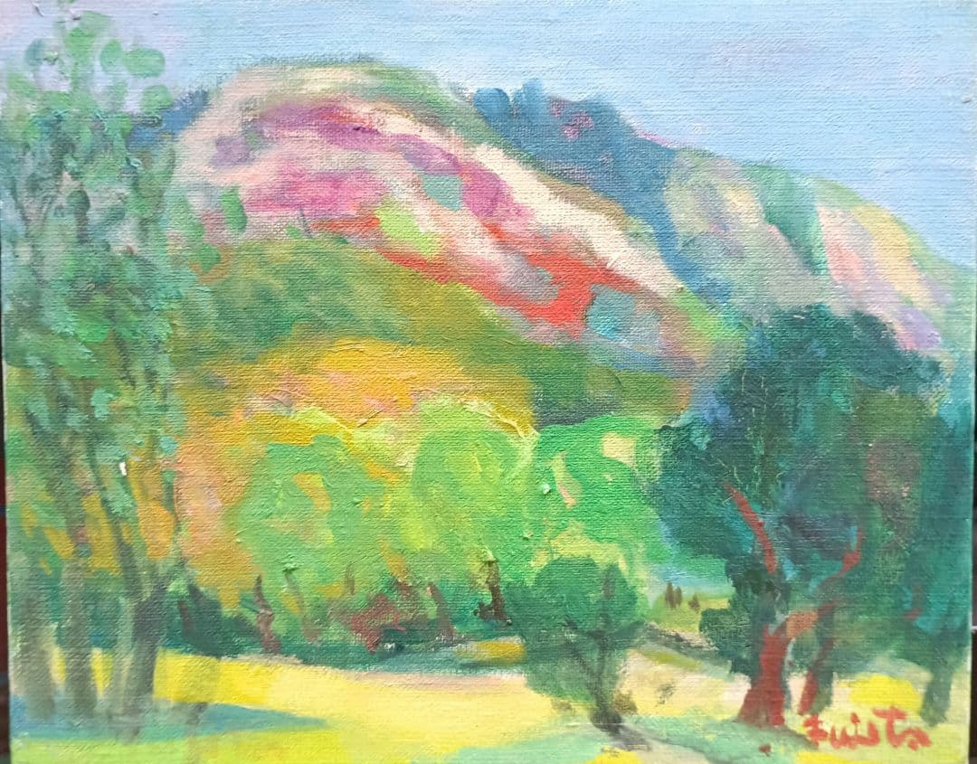 藤田亥之助　飛火野　3号油彩　額なし　京都東峰美術旧蔵