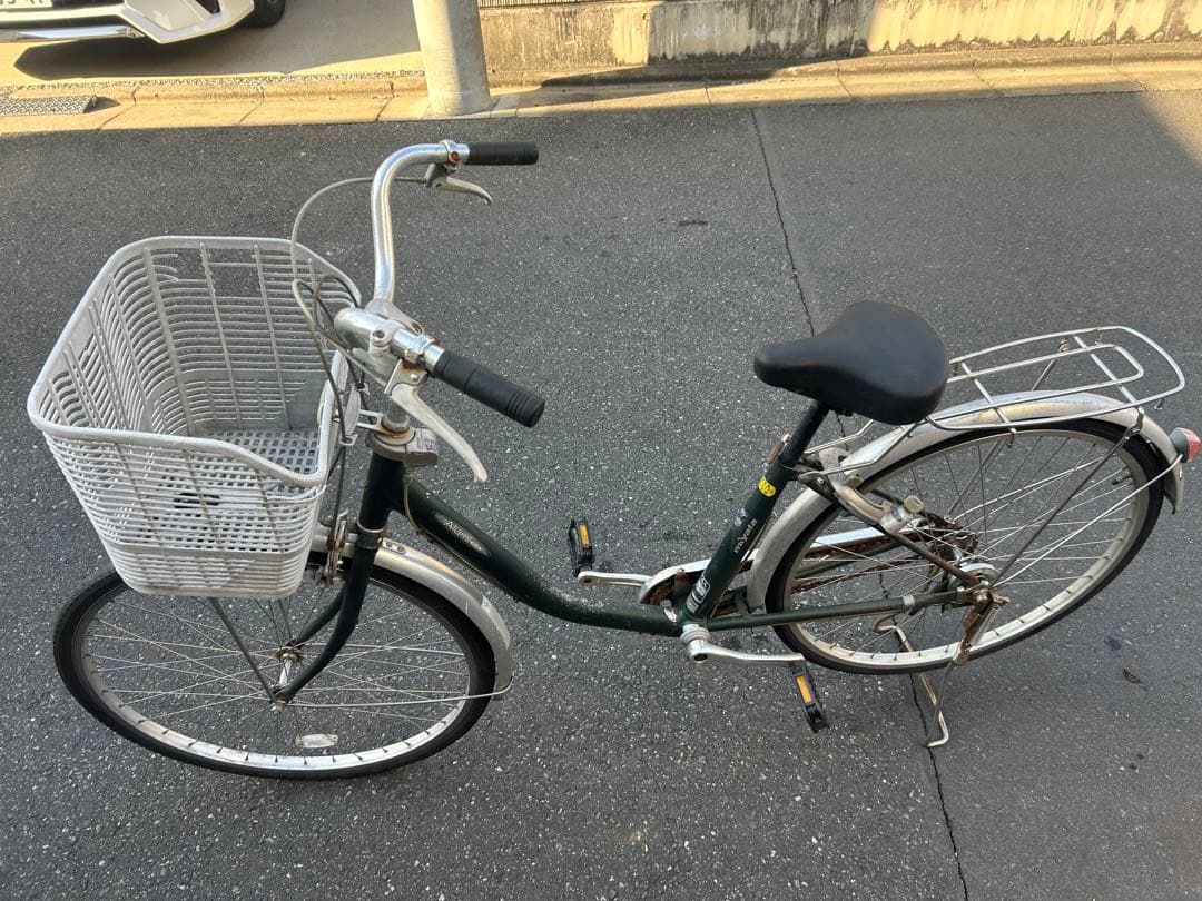 シティサイクル ダークグリーン 前カゴ付き