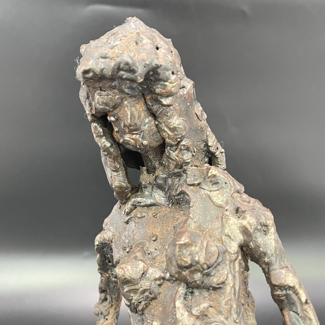 鉄製 抽象人物像 彫刻 インダストリアル 作者不明一点物 全長36cm SB42