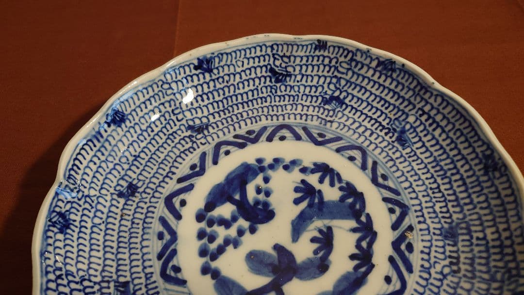 古伊万里　伊万里　染付　古染付　蛸唐草　唐草文　江戸期　蔵出し　中皿　１客