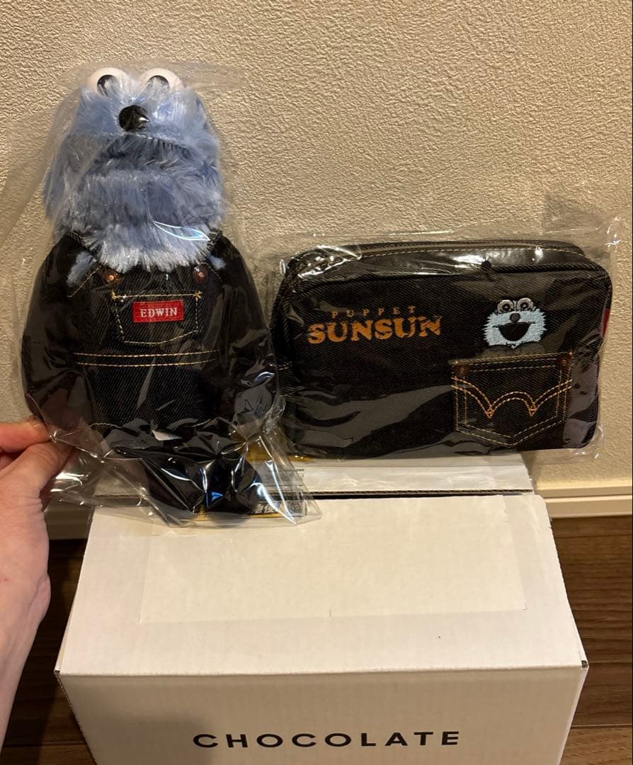 パペットスンスン EDWIN ぬいぐるみ　ポーチ　デニム