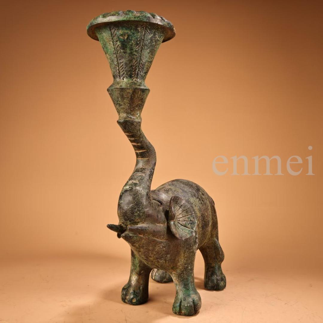 中国古美術・珍品旧藏・青銅製象形燭台・油灯・風水開運・ 仏教美術・青銅器・置物