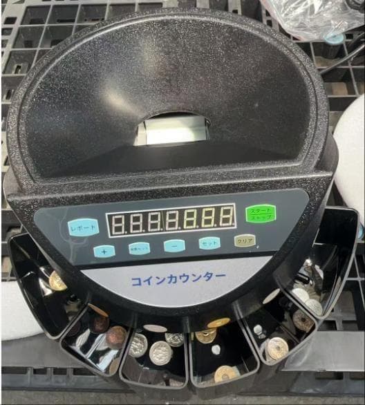 中古 カウンターT002 自動 ポータブル 硬貨 計数機 電動 高速　黒