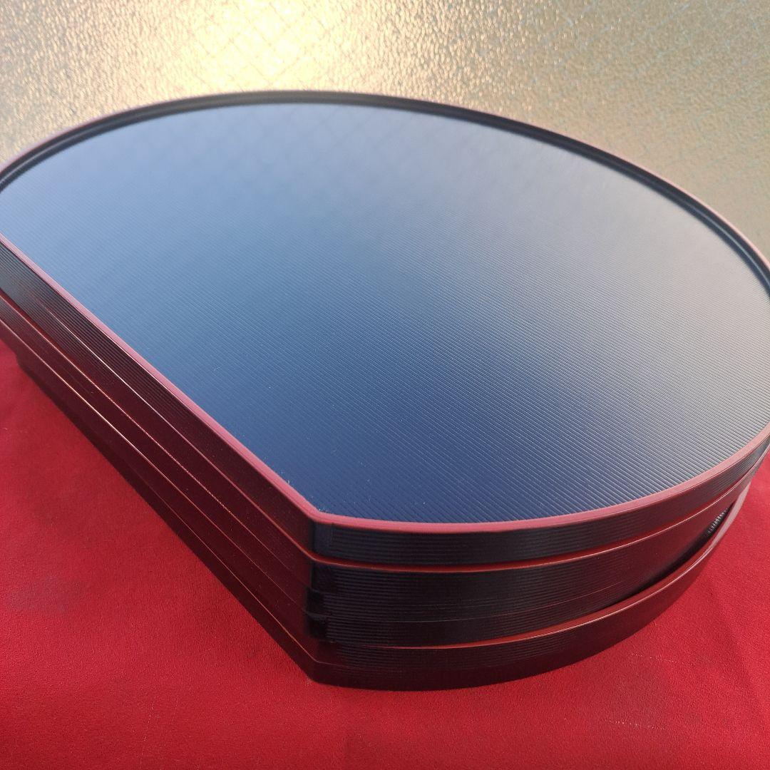 【越前漆器　尺3サイズ　 両面半月膳×6客】天然木製　長期保管品