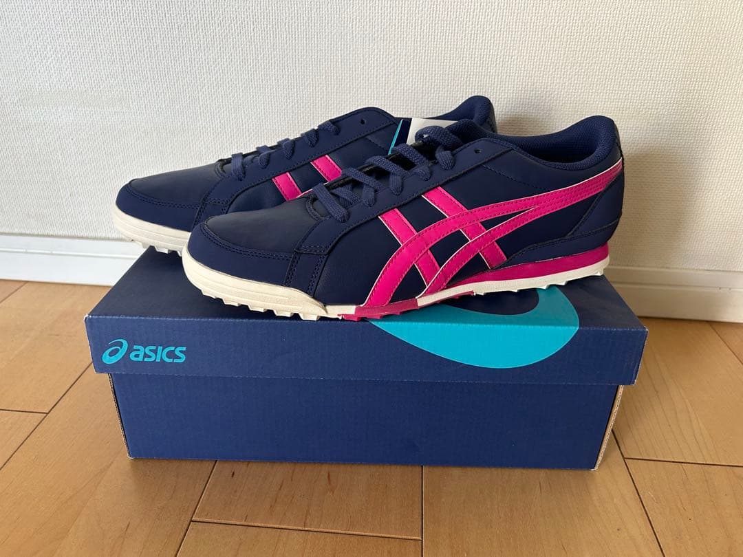 asics ゴルフシューズ　スパイクレス　ネイビー