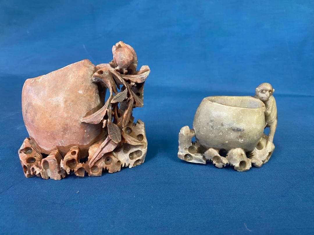 中国美術　置物　入れ物　石　骨董　アンティーク