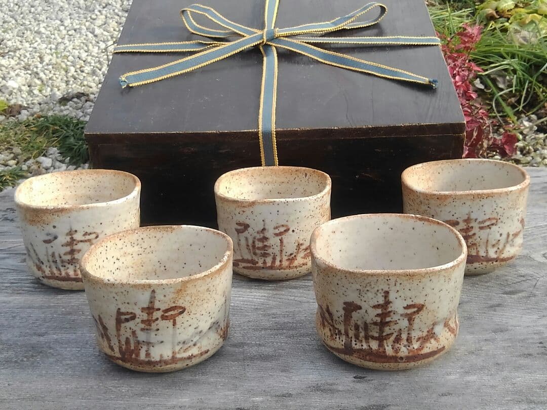 ♥美濃焼　志野　向付　五客揃い　桐箱付き