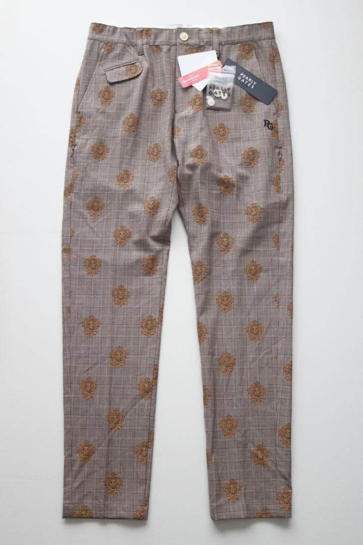 新品【パーリーゲイツ】ストレッチ エンブレムチェック柄 ロングパンツ 4(M)