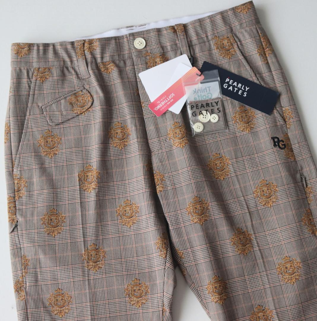 新品【パーリーゲイツ】ストレッチ エンブレムチェック柄 ロングパンツ 4(M)