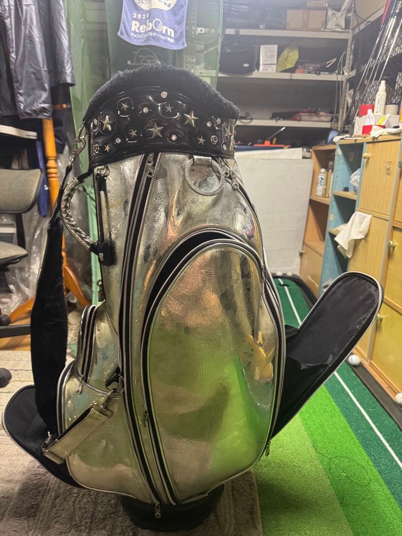 MARK & LONA メタリックシルバーゴルフバッグ