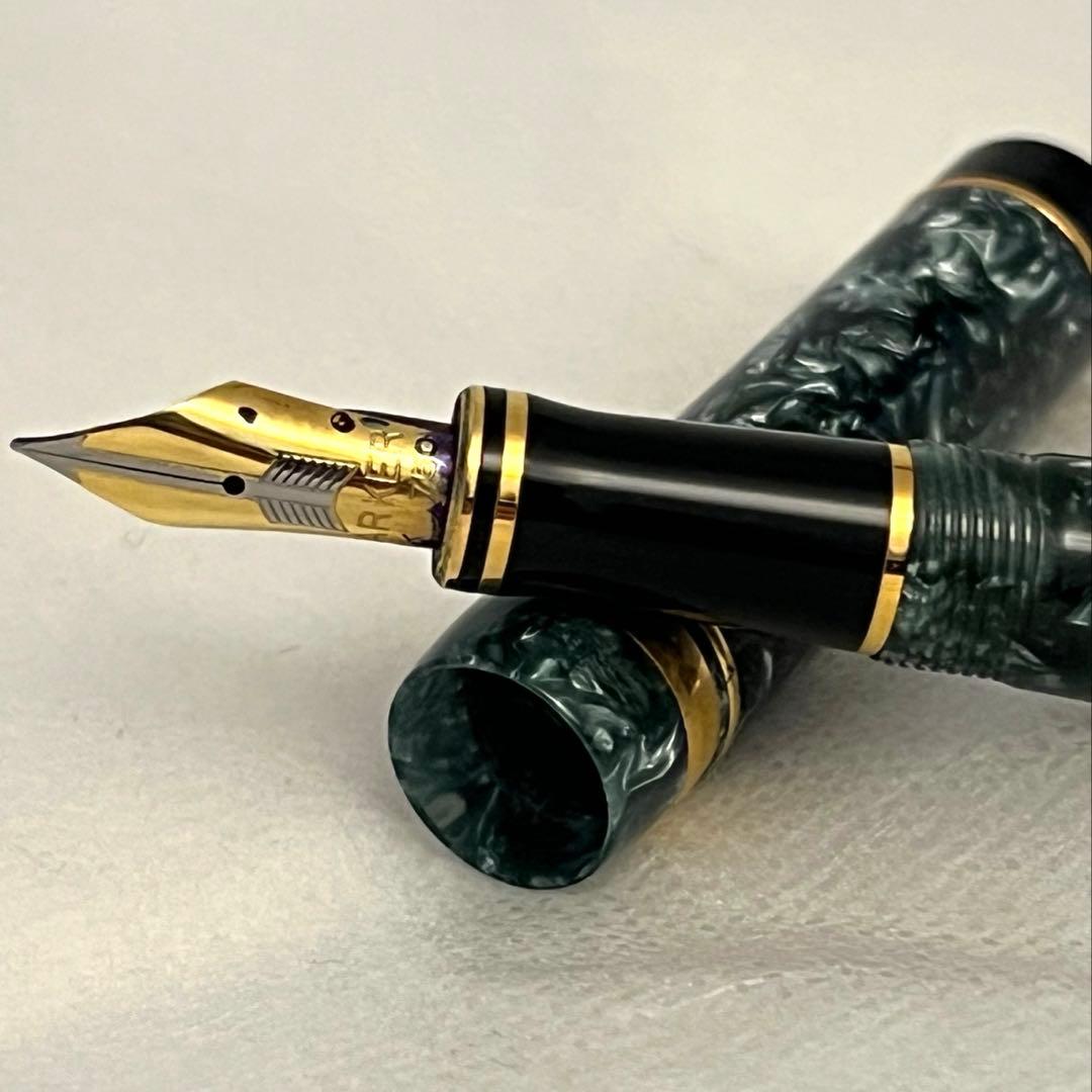 [希少NHK刻印]PARKER デュオフォールド　k18 マーブルグリーン