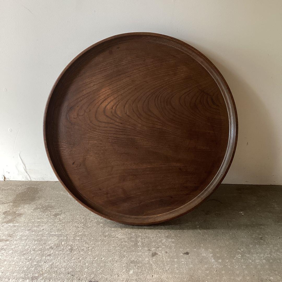 大きな丸盆　直径56cm お盆　おぼん　木のプレート　天然木　栗盆　くりぬき盆