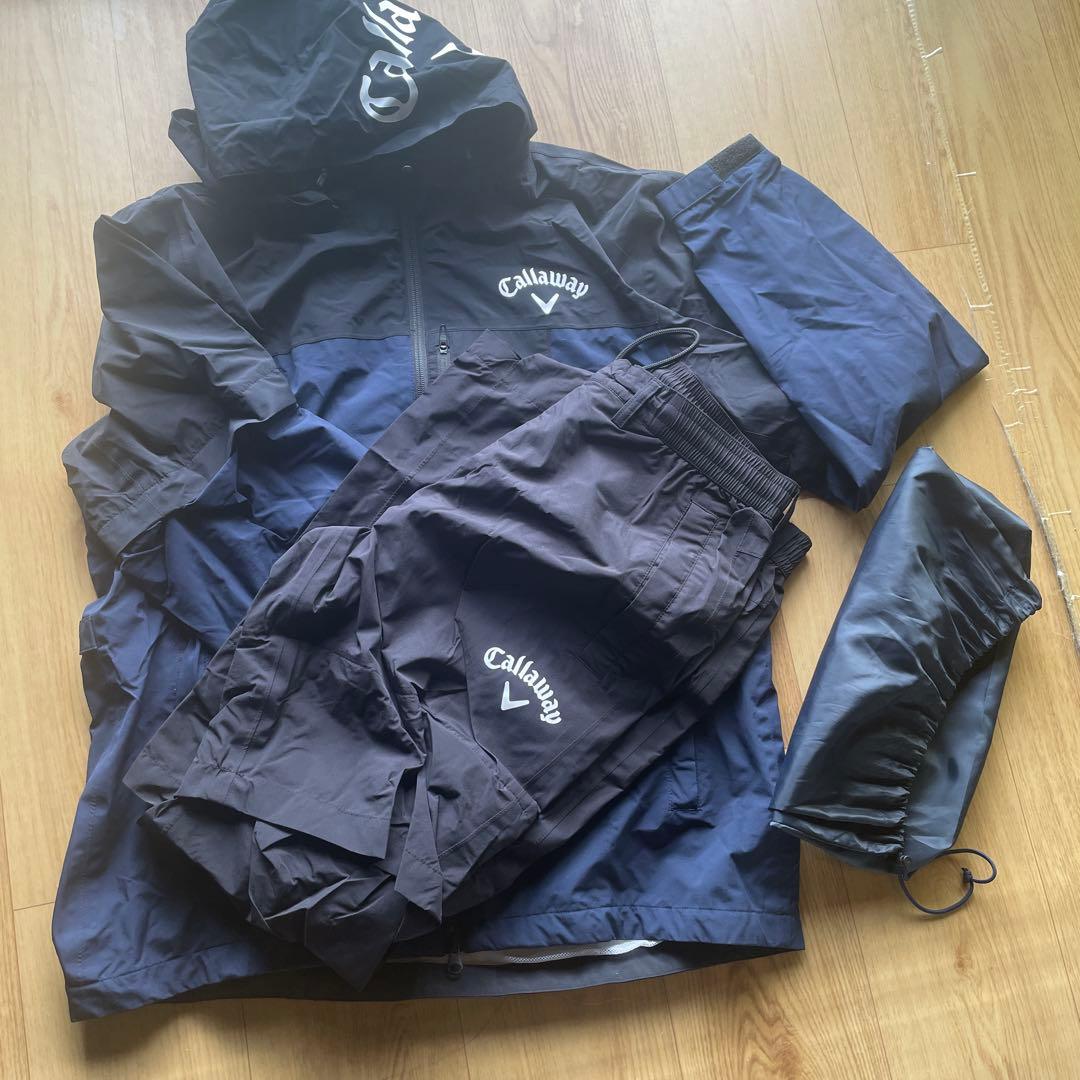 キャロウェイゴルフレインウェア上下セットメンズ LL紺色Callaway