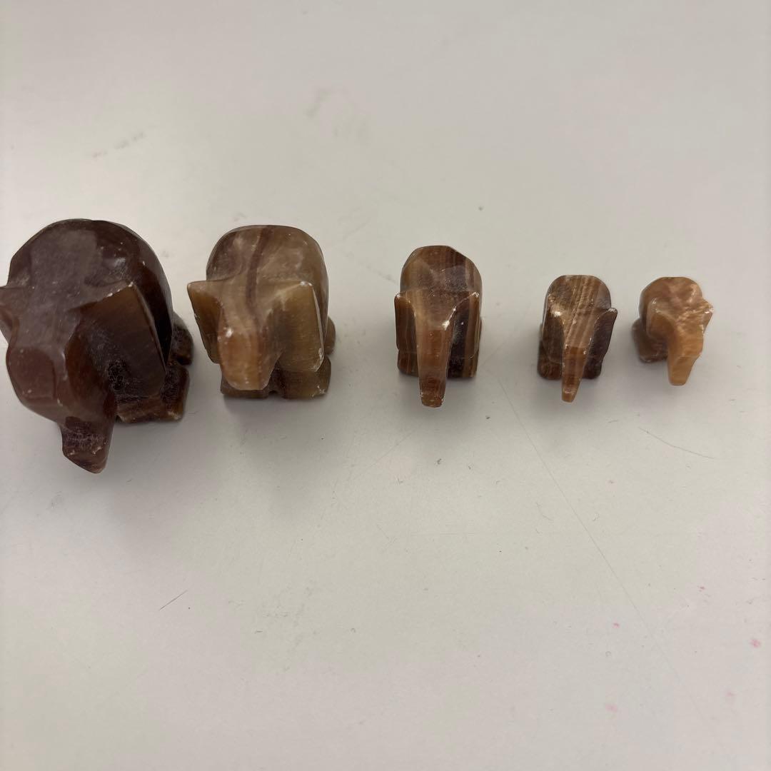 象の石彫刻セット 5個
