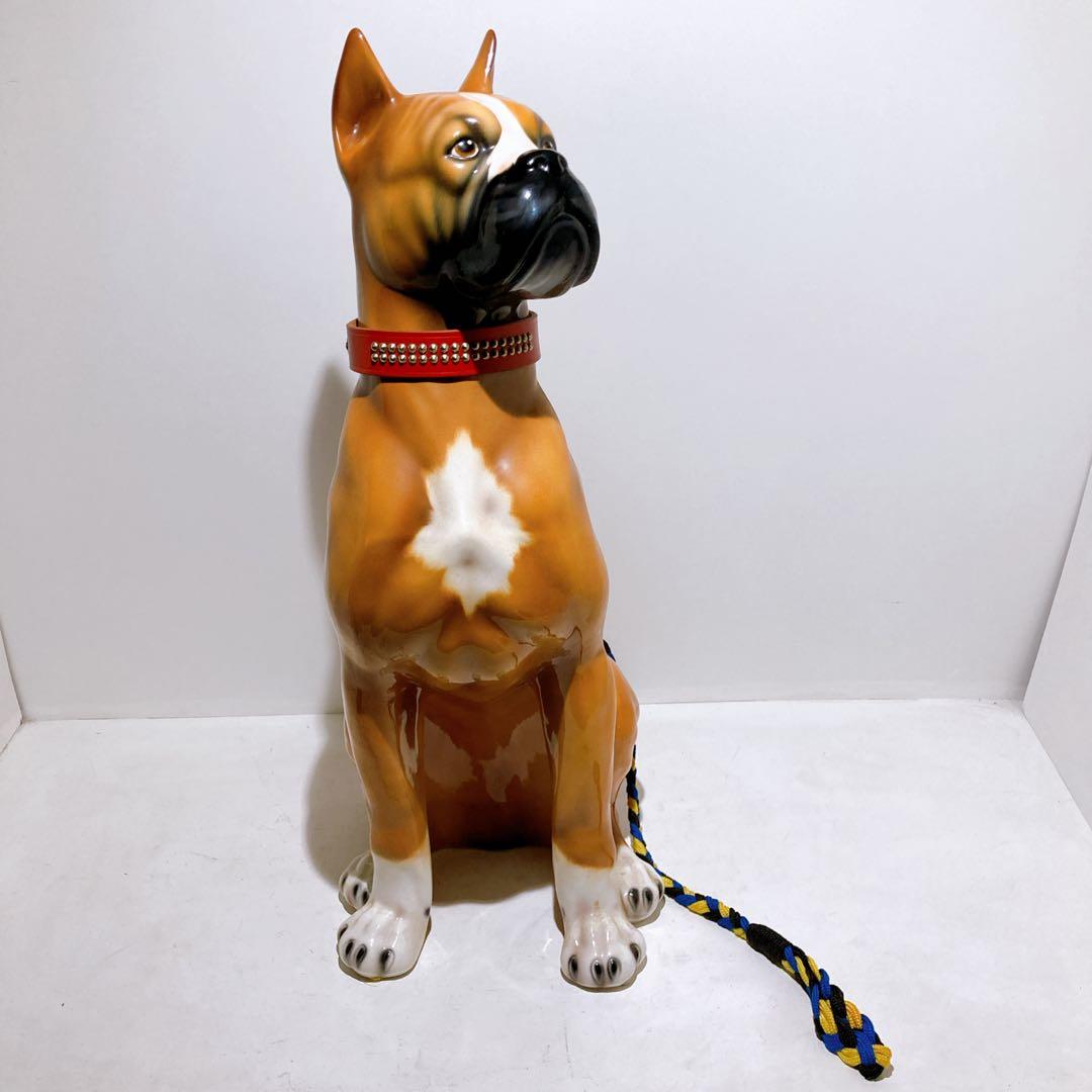 ボクサー 置物 オブジェ イタリア製 陶器 動物 雑貨 犬 イヌ 80cm