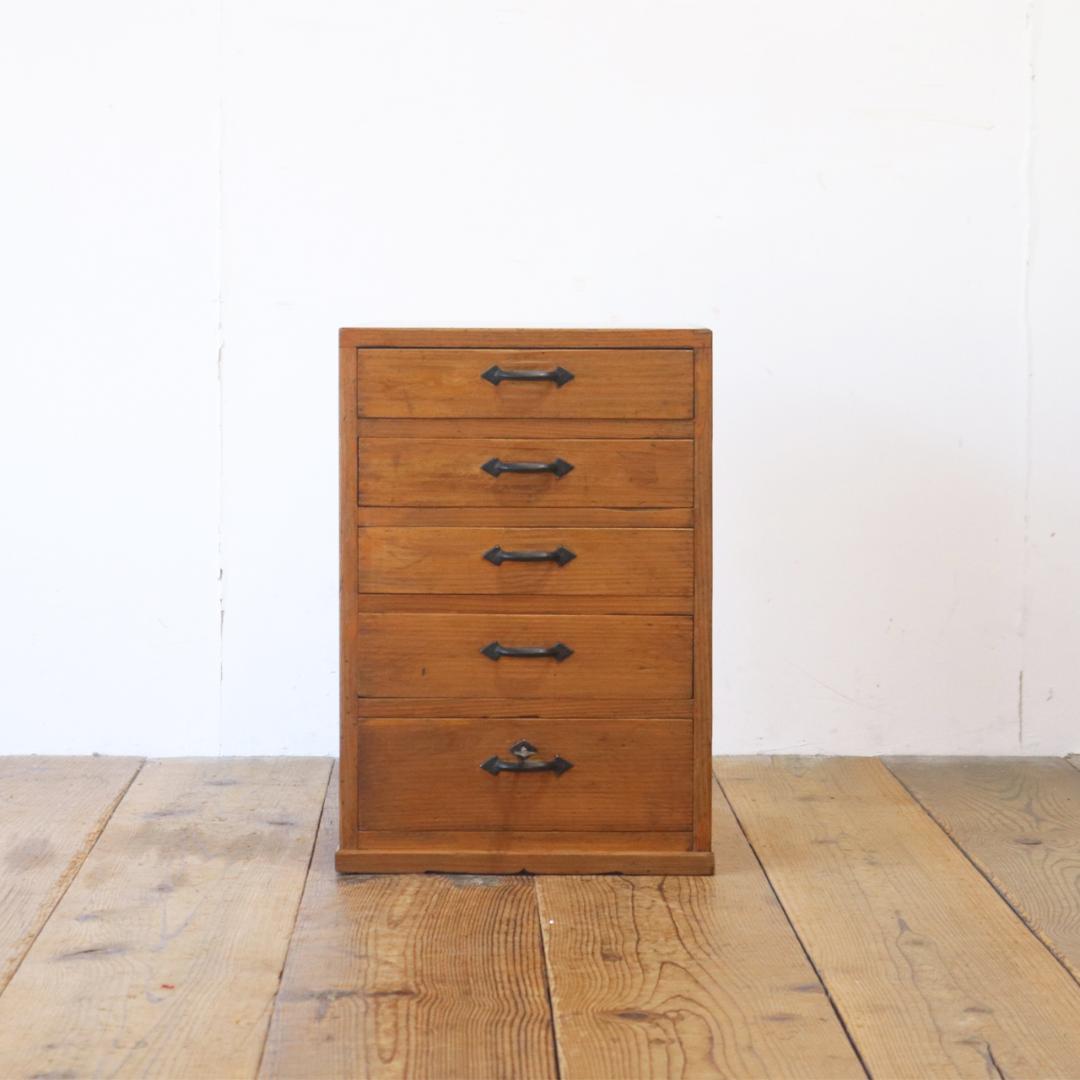 レトロ 卓上 大きめ 小引き出し 抽斗 5杯 収納 小物入れ レターケース A4