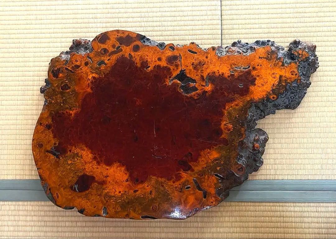 天然時代木 花梨 美玉杢 瘤 花台 香台 盆栽台 平台 肉厚 約80㎝ 7㎏