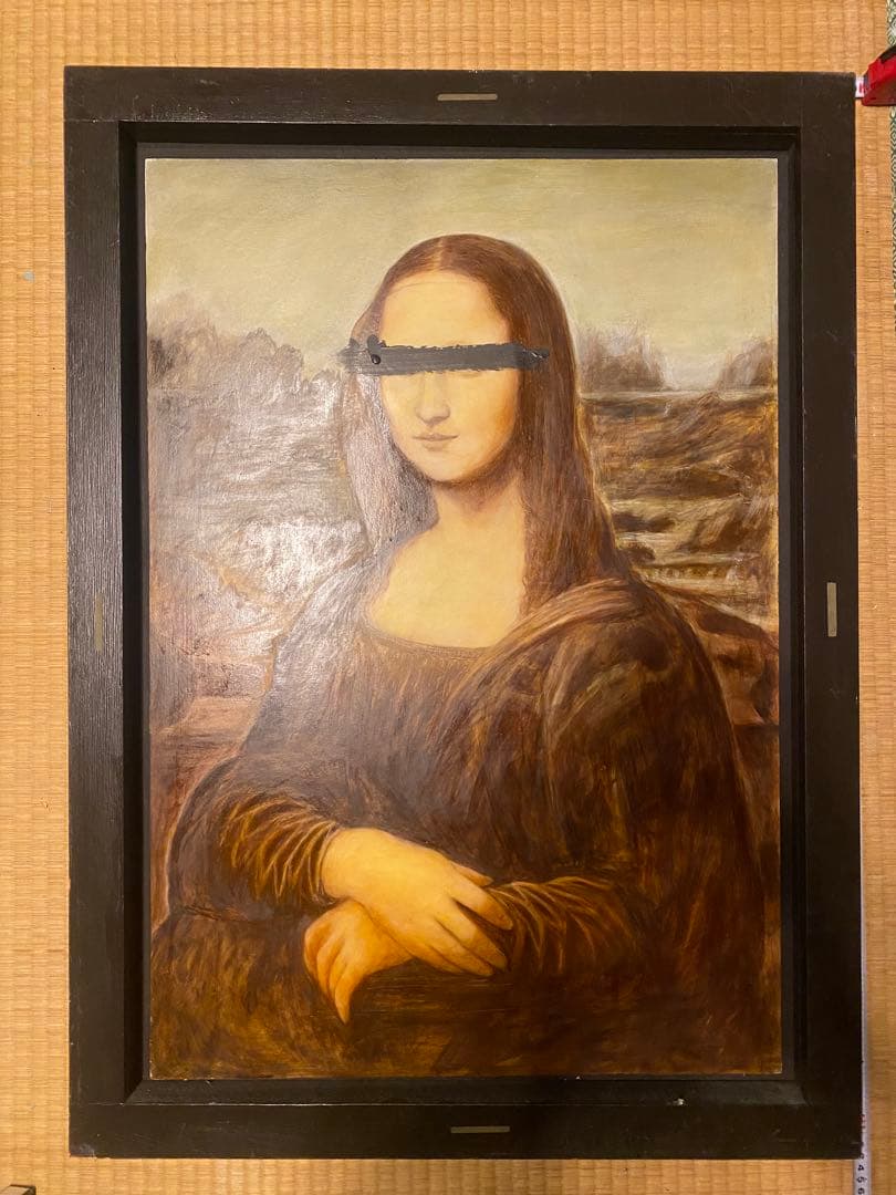 モナリザの複製 高級感ある木製フレーム付き 約66cm x 91cm