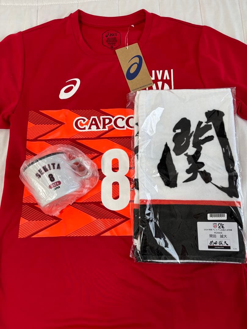 ASICS バレーボールユニフォーム 赤 8 SEKITA