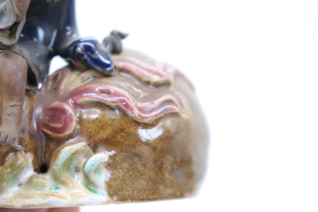 中国　石湾窯　瓢箪に乗っている人物　送料込み250326