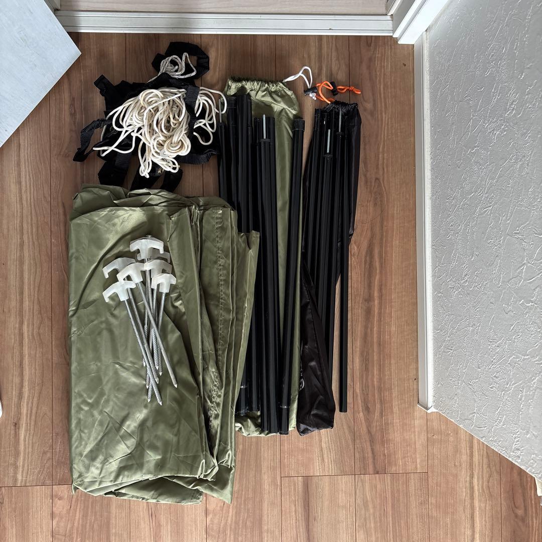 値下げ！dod ITSUKA タープオリーブグリーン　　 ポール2本付き！