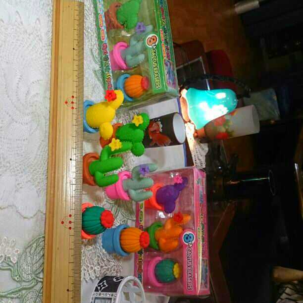 やえ  多肉植物 トロピカルなサボテン型消ゴム 3個set