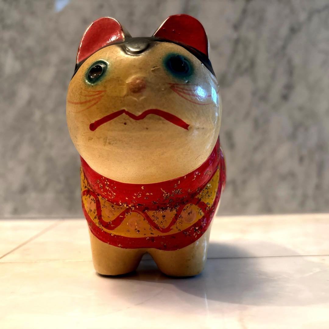 アンティーク　伝統工芸品　お顔が可愛い過ぎる張子の犬の陶器