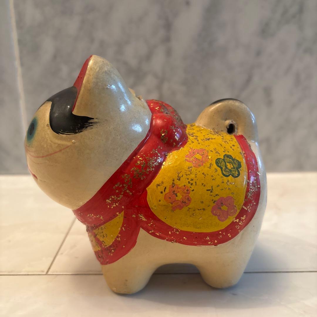 アンティーク　伝統工芸品　お顔が可愛い過ぎる張子の犬の陶器