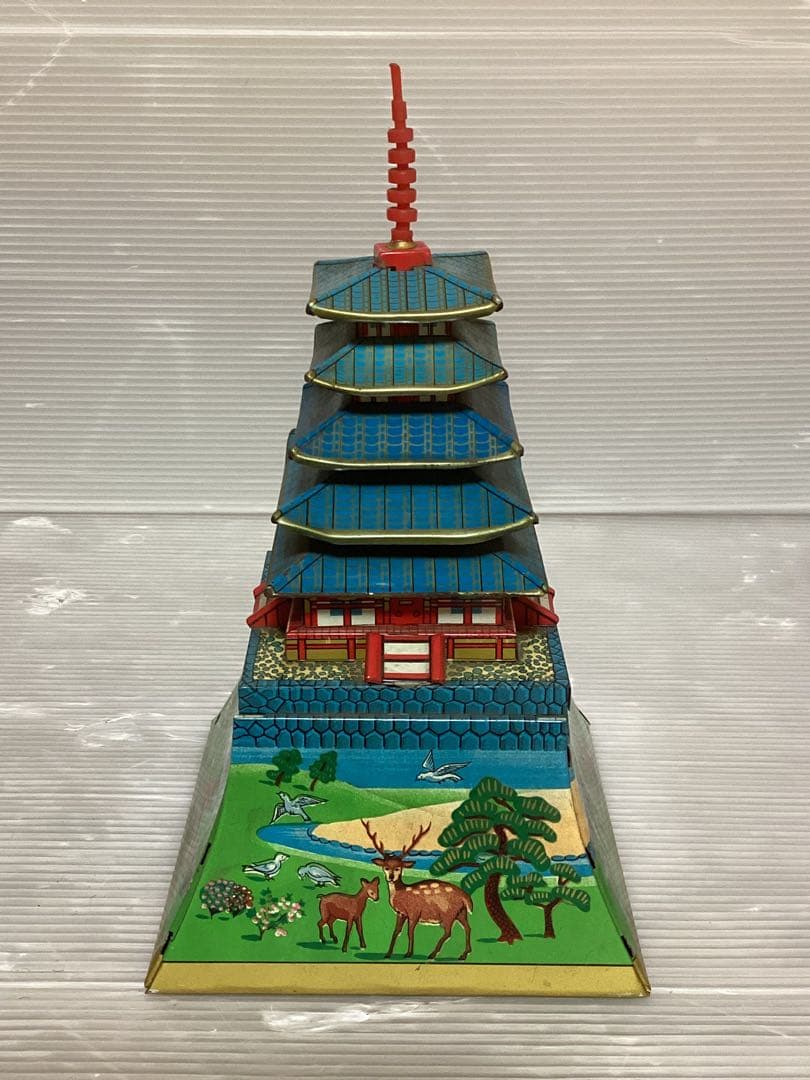 ★レア‼️ブリキ マルサン 金庫シリーズ 五重の塔 金庫 昭和レトロ 貯金箱