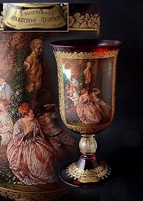 u96アンティーク美術館級フランス アントワーヌ ヴァトー画 ムラーノガラス