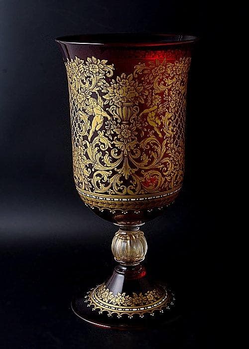 u96アンティーク美術館級フランス アントワーヌ ヴァトー画 ムラーノガラス