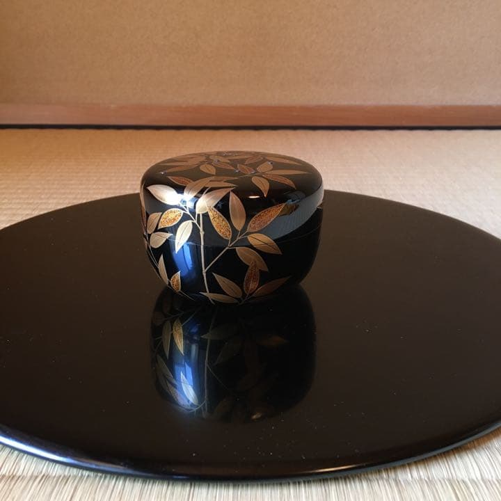 茶道　平棗　笹露蒔絵　加賀山中塗