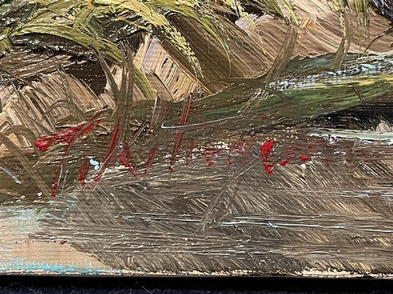 「真作」北川照生「藤橋の山村」風景画　油彩画　額装　サイン有り　F8号