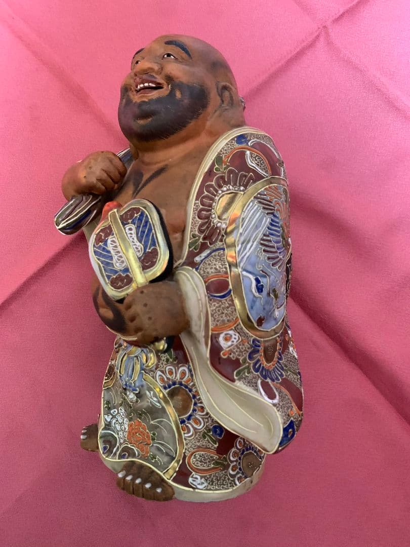 九谷焼  布袋様  陶器人形 年代物  置物   高さ25cm 横18cm