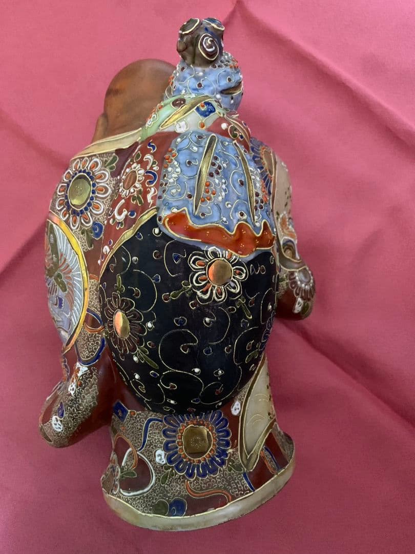 九谷焼  布袋様  陶器人形 年代物  置物   高さ25cm 横18cm