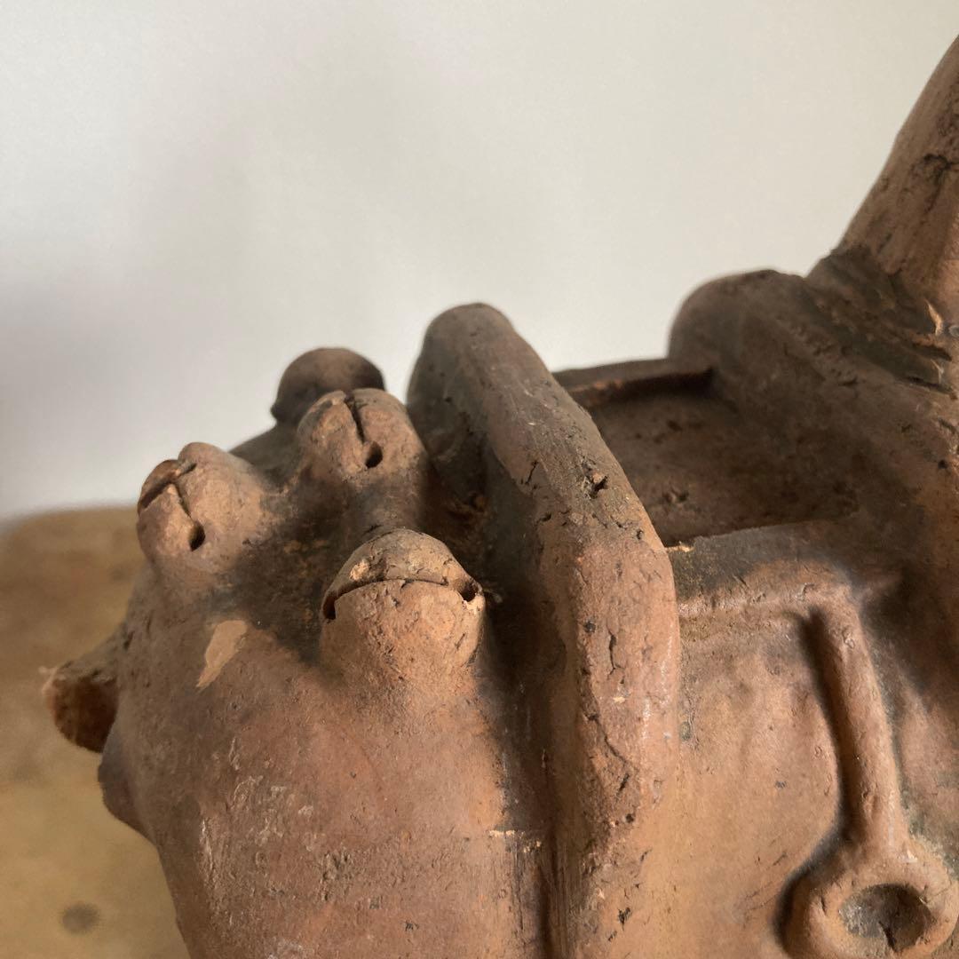 埴輪土偶馬　ワイヤー義足工芸品 黒台座ビンテージ