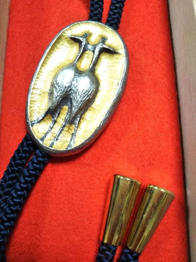 ●3216#0201　帖佐美行作 双鶴ループタイ銀900原型制作/共箱付0603