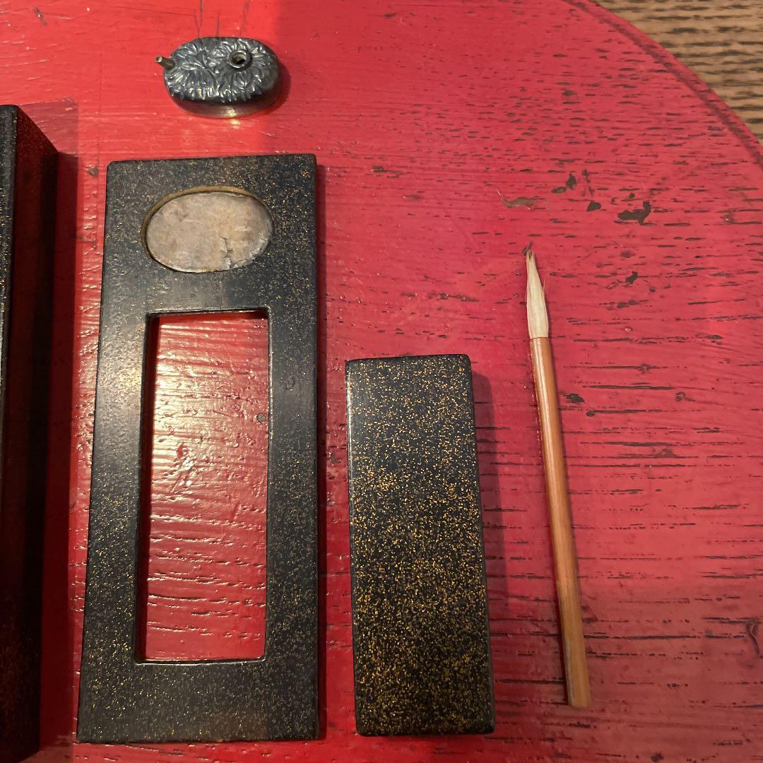 蒔絵梨地　小硯箱　銀水滴